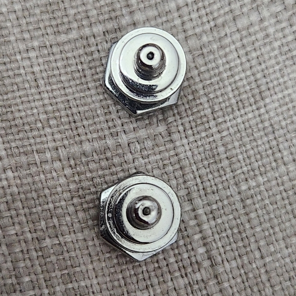 Tory Burch Silver Hexagon Logo Earrings - Picture 2 of 4